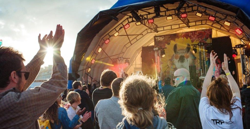 Crowd in front of stage at Funky Llama Festival